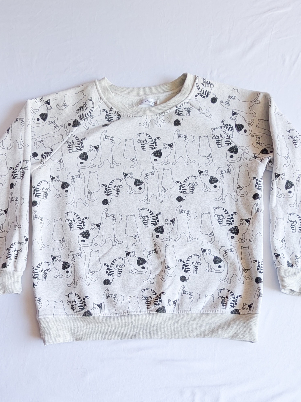 L.A Soul Womens Gray Cats All Over Print Cotton Sweatshirt Size XL Cozy Kidcore